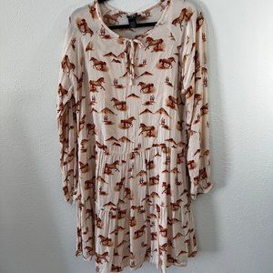 Wrangler Women's Retro Long Sleeve Horse Print Dress - Size M